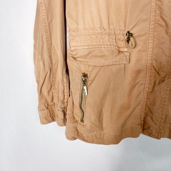 Max Jeans Small Orange Zip Front Jacket Lightweight Cinch Waist Utility Casual - Picture 7 of 13